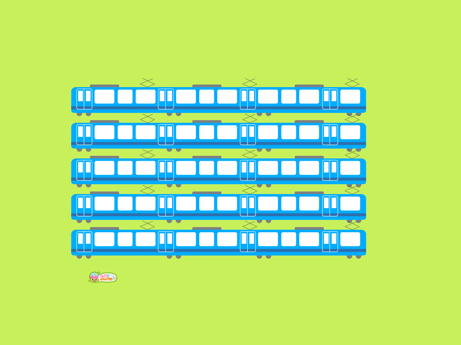 デスクトップ素材 壁紙 ‐Cutie Apartment‐電車（たくさん）